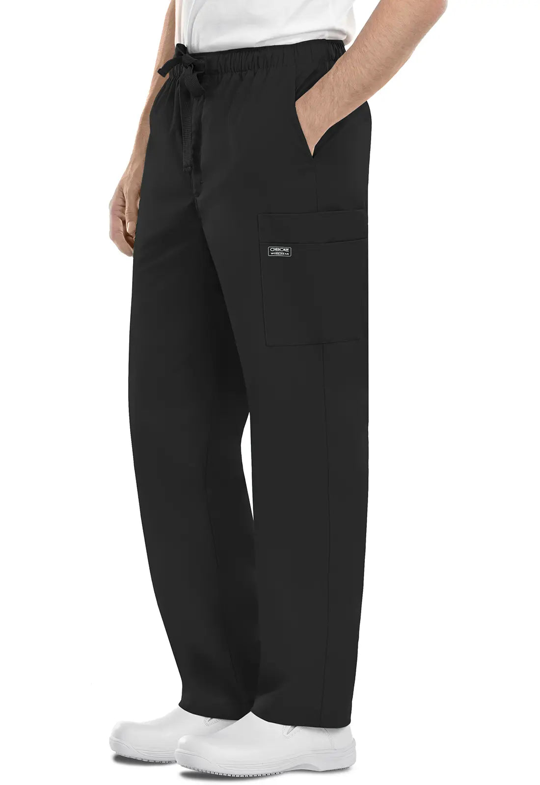 Cherokee Women's Men's Fly Front Cargo Pant - Black