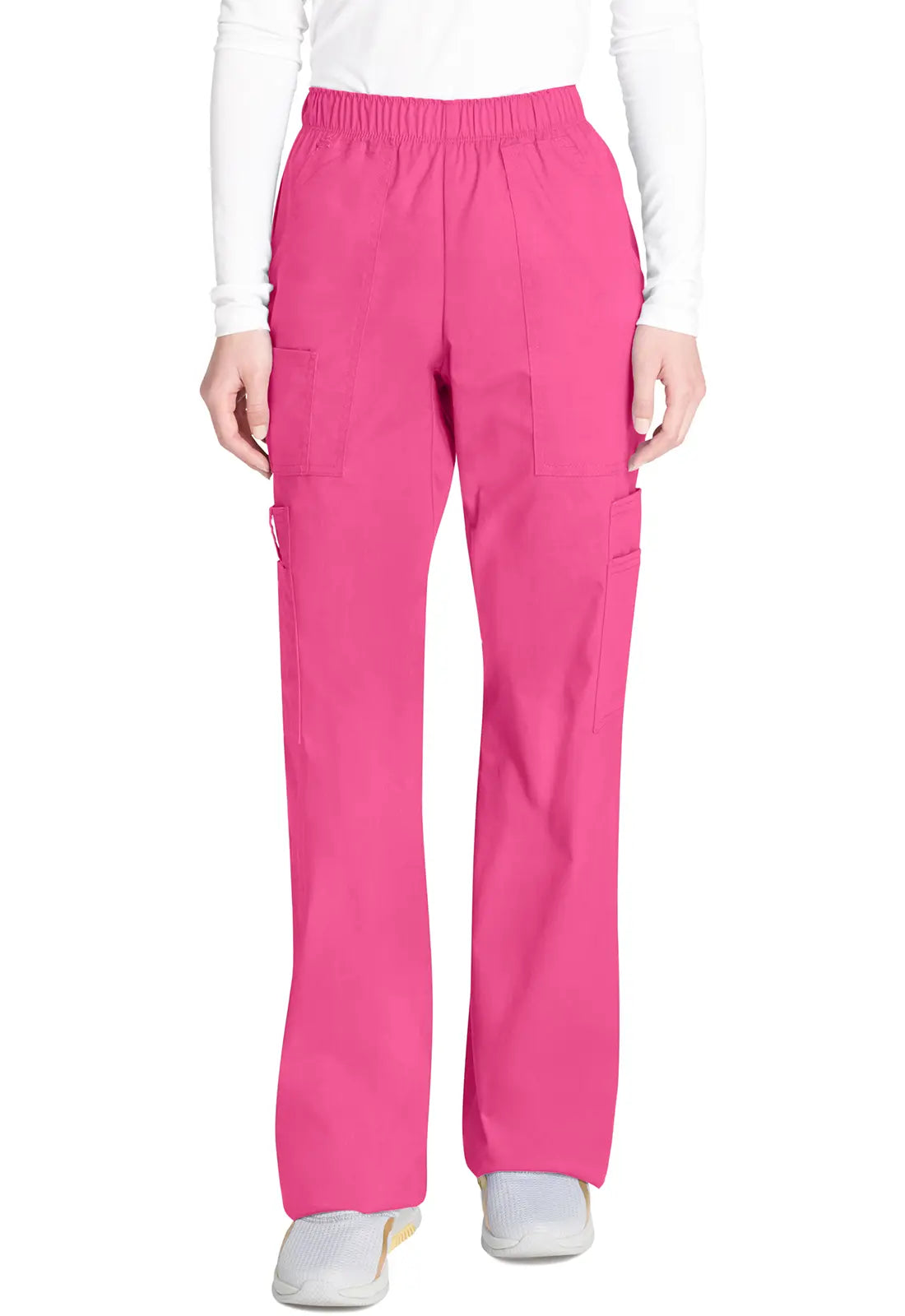 Cherokee Women's Mid Rise Pull-On Cargo Pant - Shocking Pink