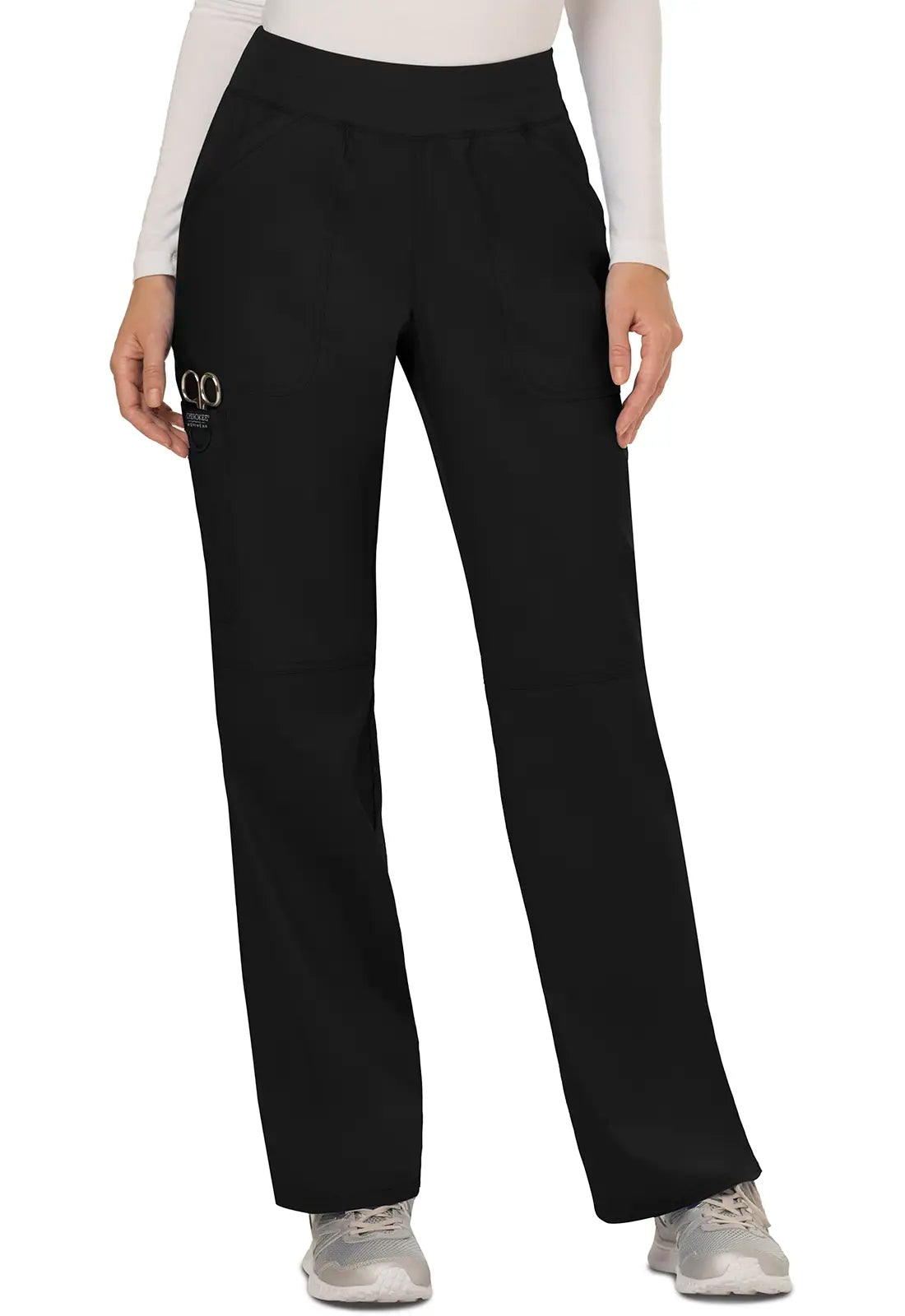 Cherokee Women's Mid Rise Straight Leg Pull-on Pant - Black