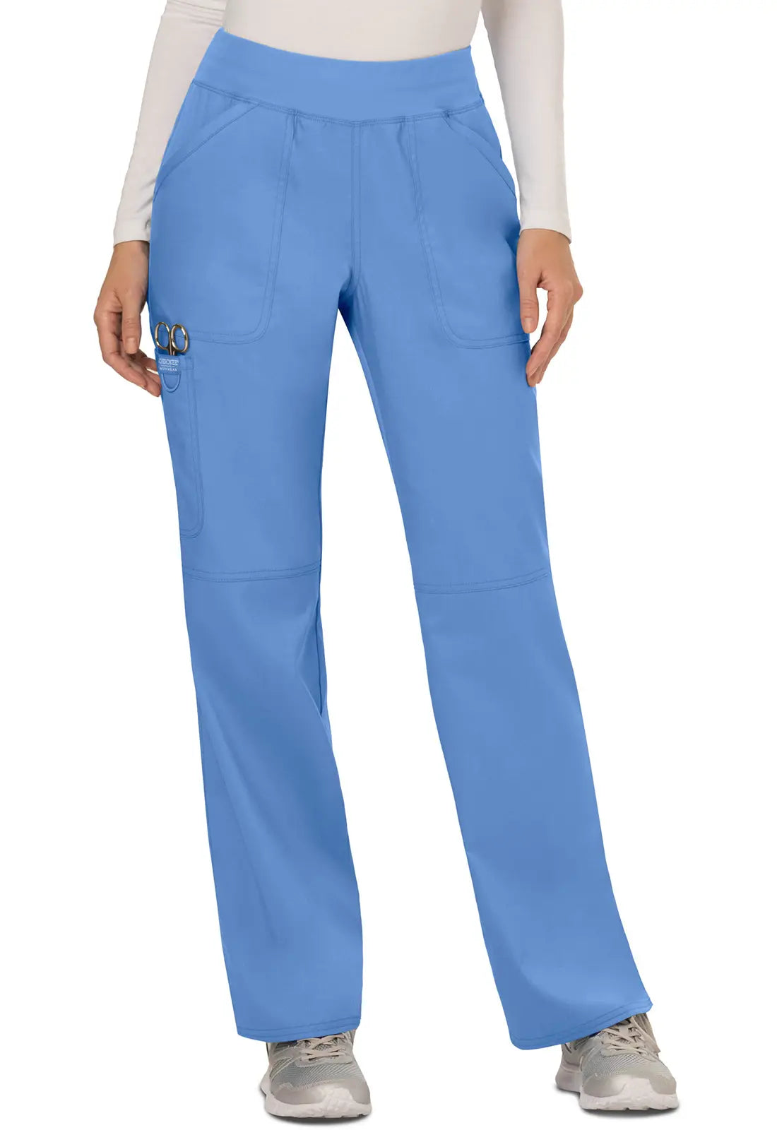 Cherokee Women's Mid Rise Straight Leg Pull-on Pant - Ceil Blue