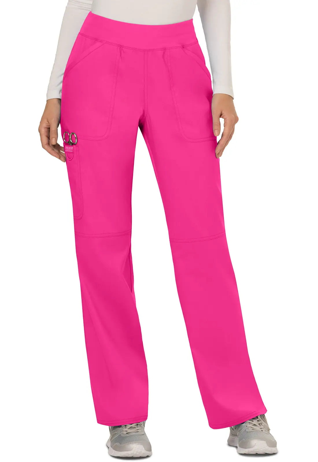 Cherokee Women's Mid Rise Straight Leg Pull-on Pant - Electric Pink