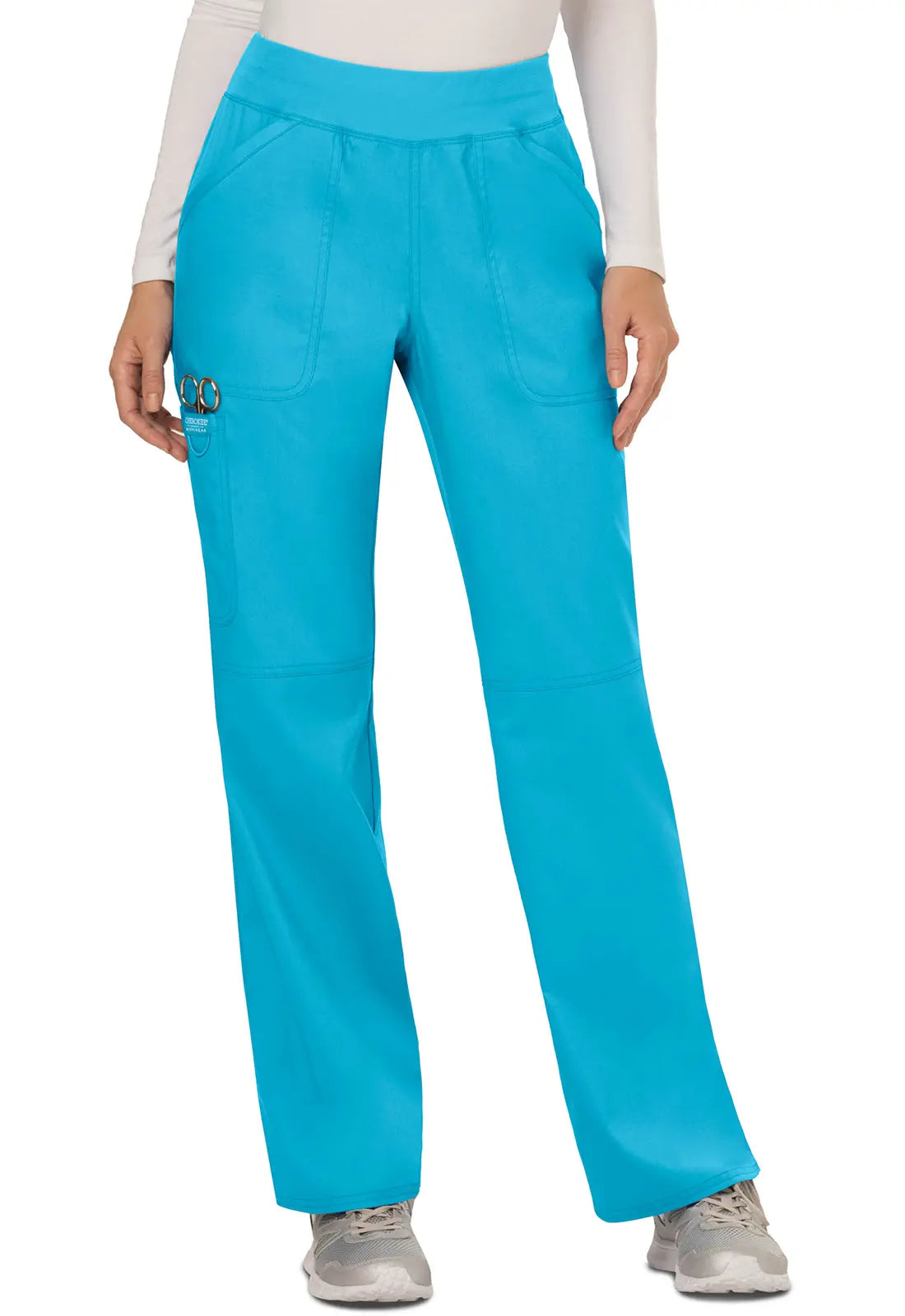 Cherokee Women's Mid Rise Straight Leg Pull-on Pant - Turquoise