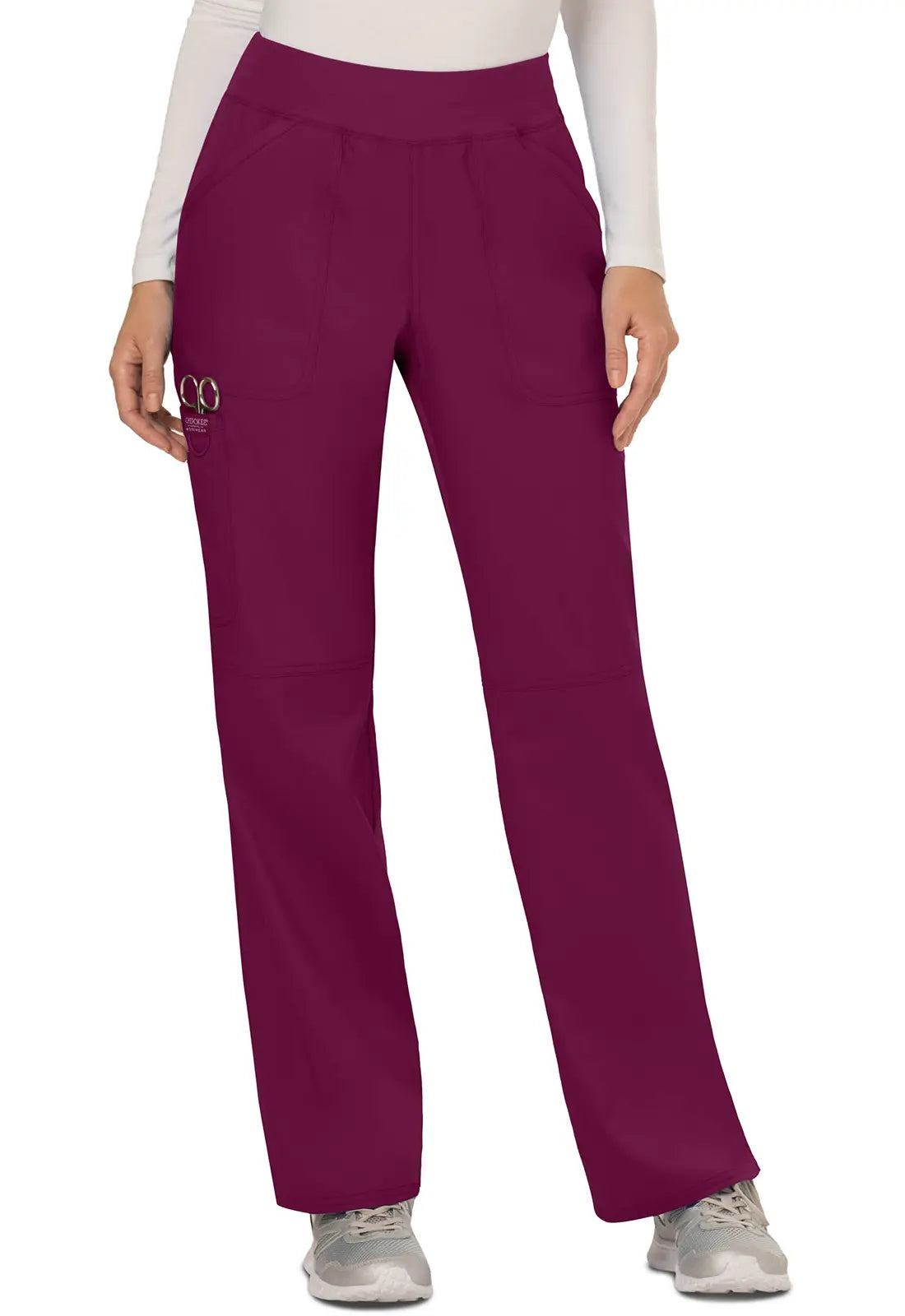 Cherokee Women's Mid Rise Straight Leg Pull-on Pant - Wine