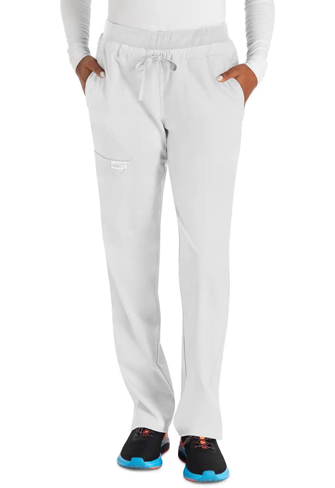 Cherokee Women's Mid Rise Tapered Leg Drawstring Pant - White