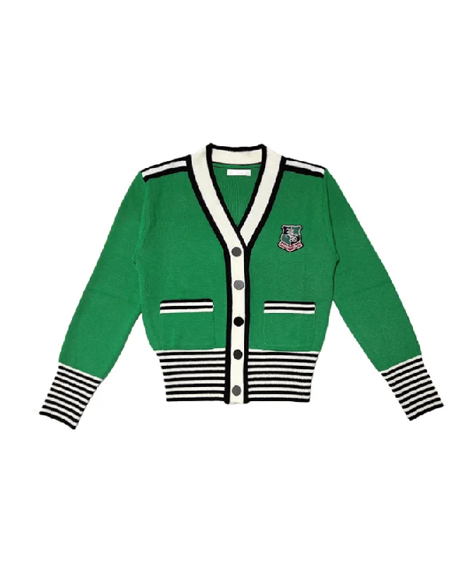 Q.C PLAY: Single-Color Patch V-Neck Pocket Cardigan - 3 colors