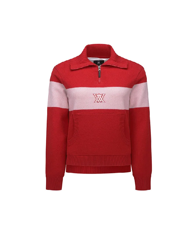 ANEW Golf Women Big Collar Half Zip-UP Pullover - Red