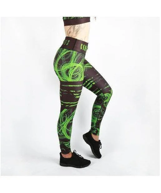 Combat Dollies Green Swirls Fitness Leggings