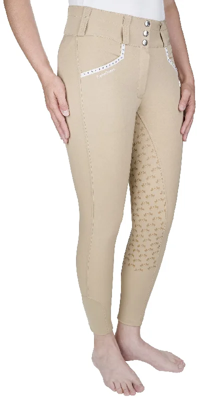 Equine Couture Women Nicole Full Silicone Printed Seat Breeches in White