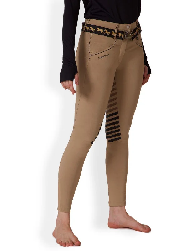 Equine Couture Saddle Stitch Extended Knee Patch Ladies Breeches