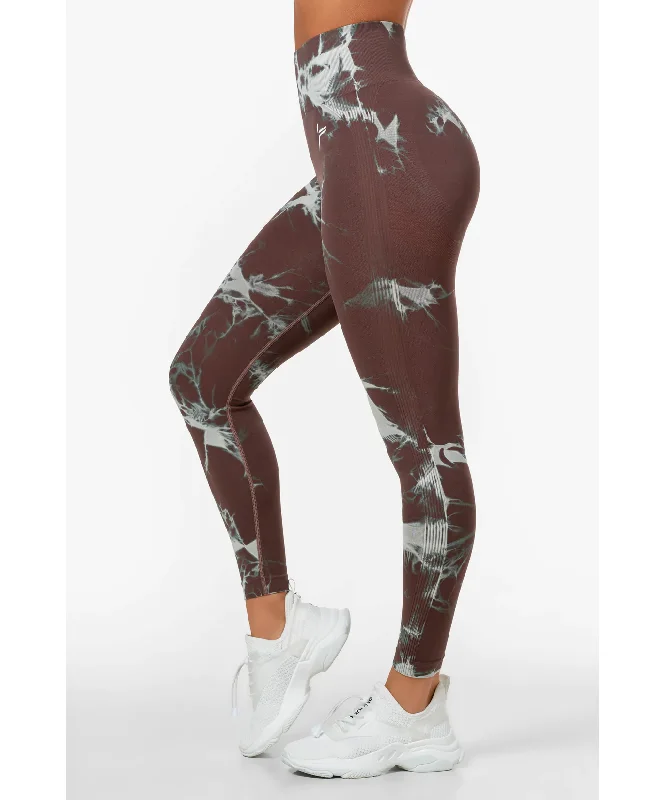 Famme Brown Tie Dye Scrunch Leggings