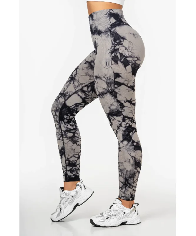 Famme Grey Tie Dye Scrunch Leggings