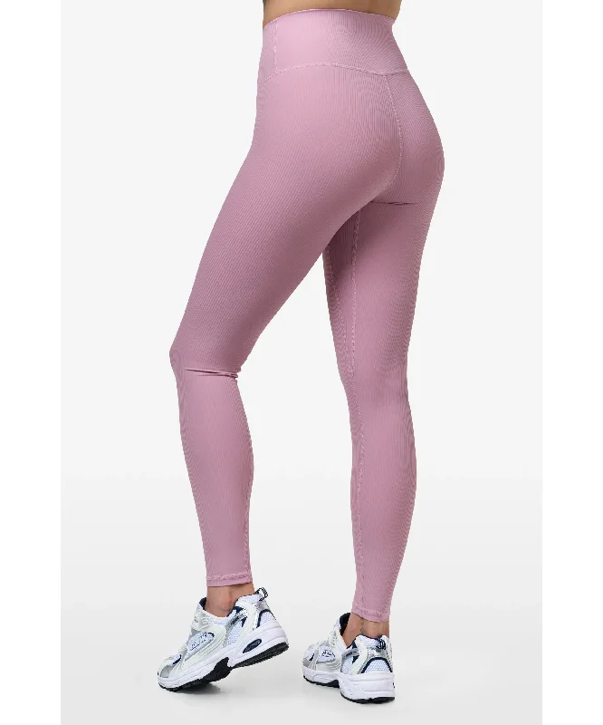 Famme Ribbed High Waisted Leggings Pink