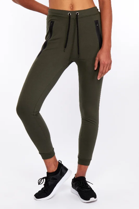 Womens - Luxury Fitted Joggers - Khaki