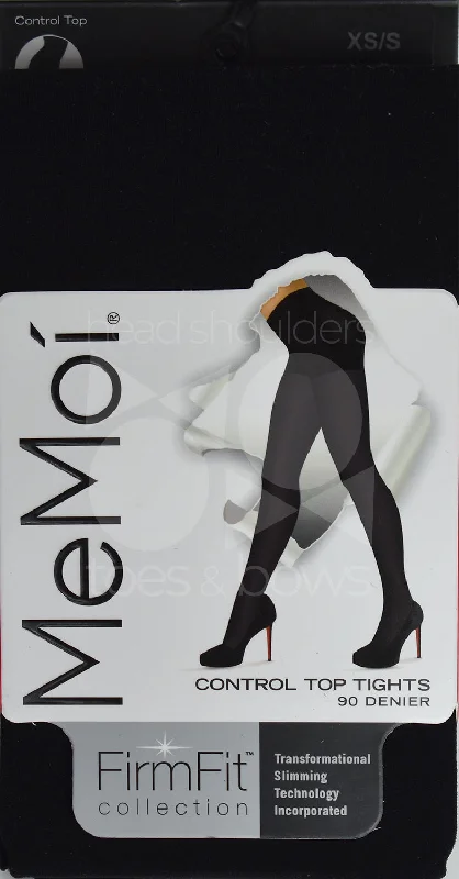 Memoi Firm and Fit 90 Denier Control Tights - Black MO-892