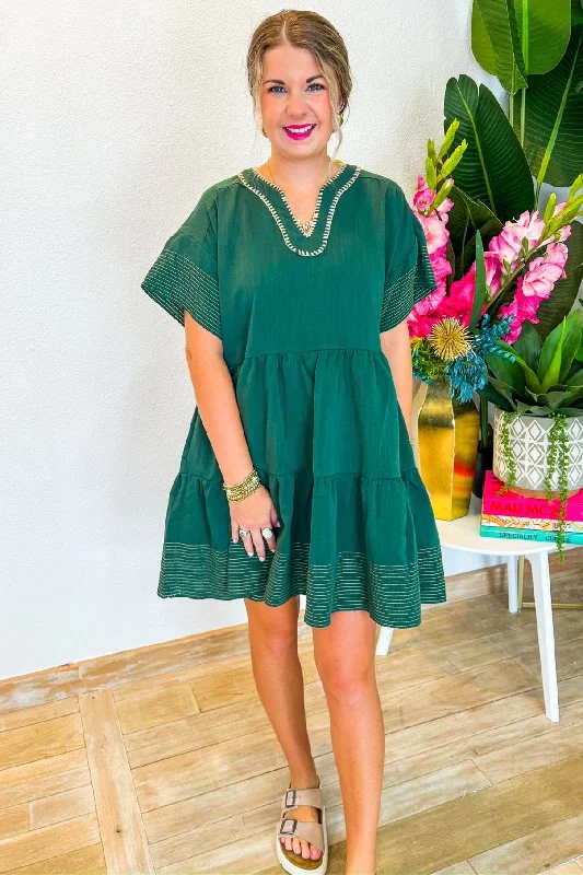 At The Table Mini Dress - Forest Green