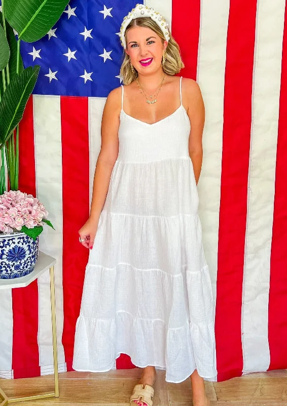 Caroline Maxi Dress - White Gauze