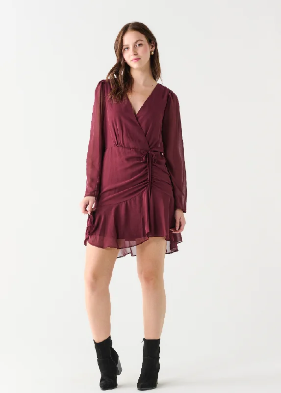 DBT Wrap Front Dress-Burgundy