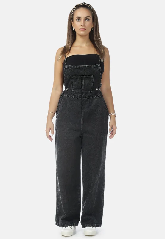 Denim Tie- Up Spaghetti Jumpsuit