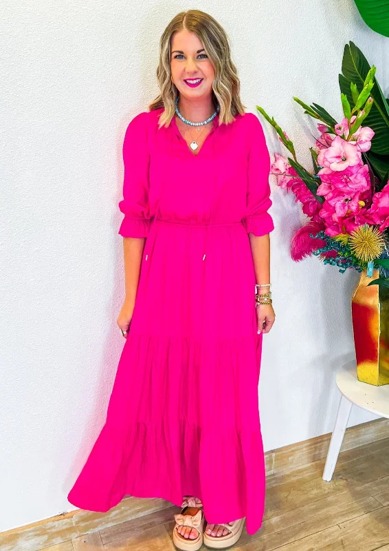 Love Song Maxi Dress - Neon Pink