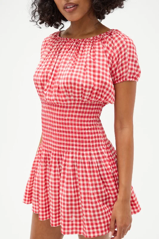 Sadie Gingham Mini Dress -  Cherry Gingham