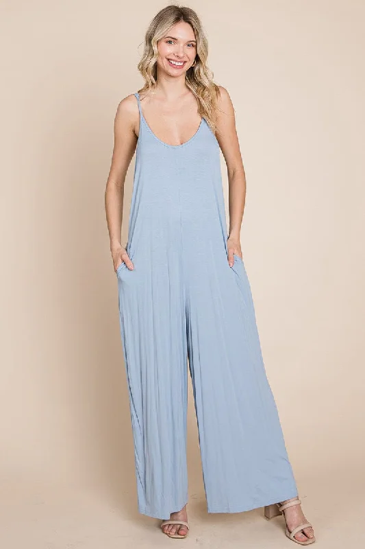 Sleeveless Wide Leg Pocketed Jumpsuit by RolyPoly Apparel